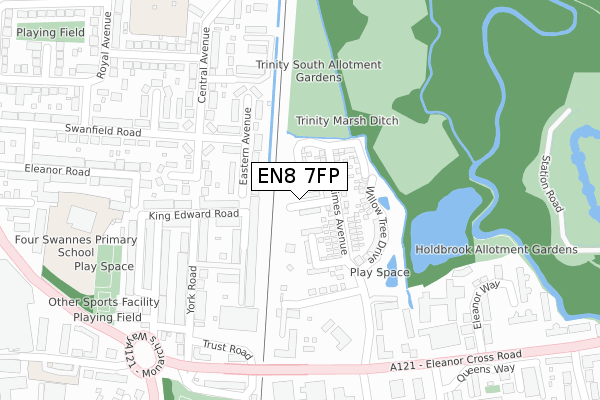 EN8 7FP map - large scale - OS Open Zoomstack (Ordnance Survey)