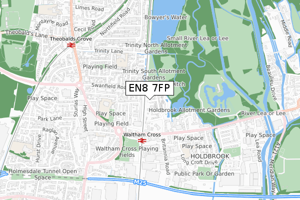 EN8 7FP map - small scale - OS Open Zoomstack (Ordnance Survey)