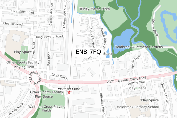 EN8 7FQ map - large scale - OS Open Zoomstack (Ordnance Survey) EN8 7FQ map - large scale - OS Open Zoomstack (Ordnance Survey)