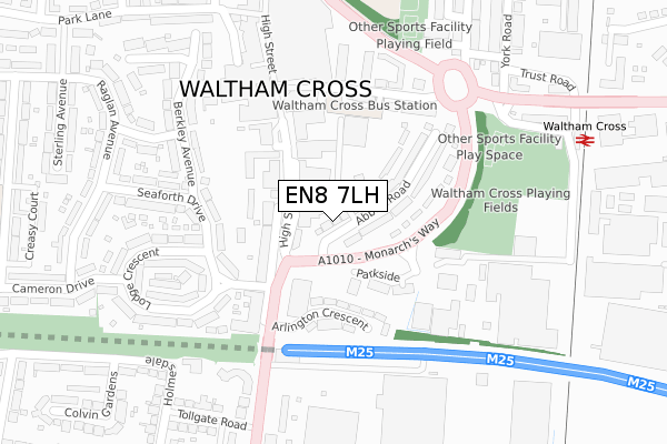 EN8 7LH map - large scale - OS Open Zoomstack (Ordnance Survey)