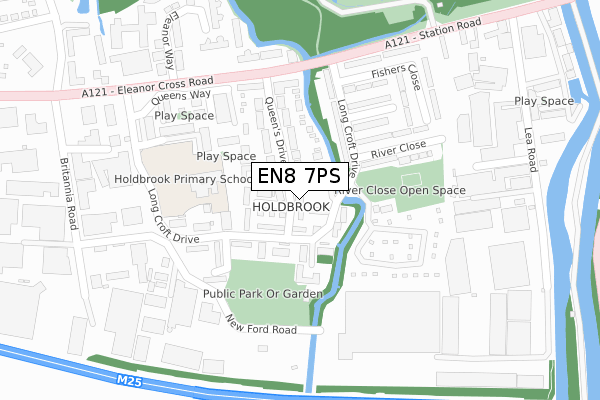 EN8 7PS map - large scale - OS Open Zoomstack (Ordnance Survey)