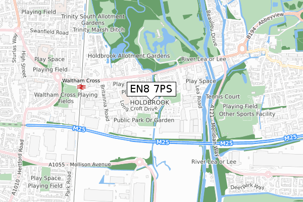 EN8 7PS map - small scale - OS Open Zoomstack (Ordnance Survey)