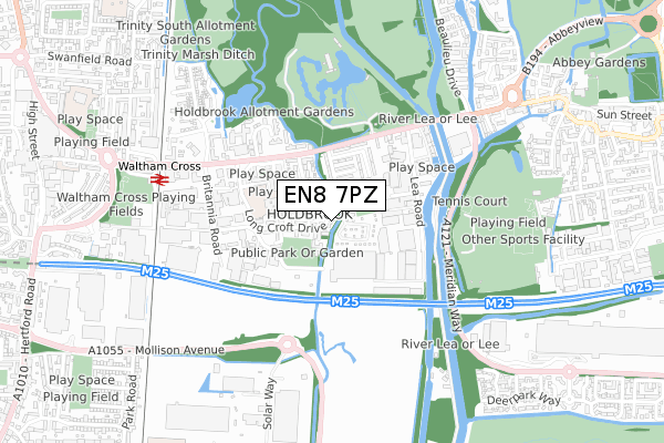 EN8 7PZ map - small scale - OS Open Zoomstack (Ordnance Survey)