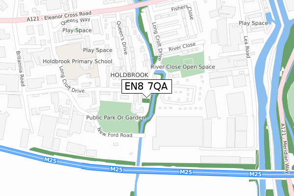 EN8 7QA map - large scale - OS Open Zoomstack (Ordnance Survey)