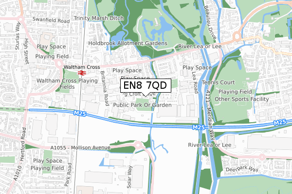 EN8 7QD map - small scale - OS Open Zoomstack (Ordnance Survey)