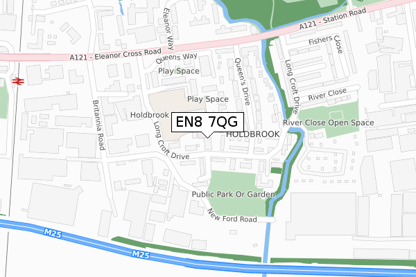 EN8 7QG map - large scale - OS Open Zoomstack (Ordnance Survey)