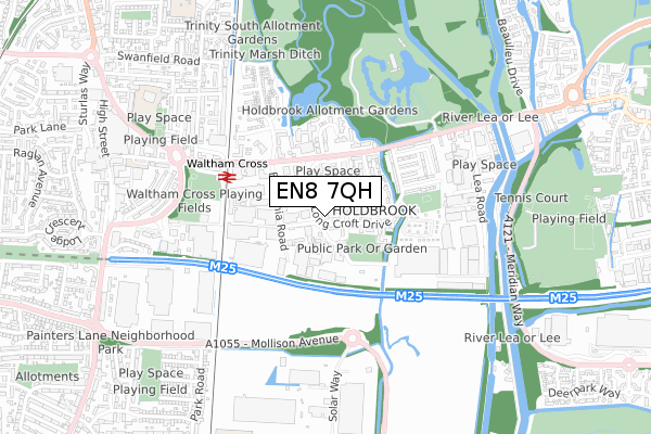 EN8 7QH map - small scale - OS Open Zoomstack (Ordnance Survey)