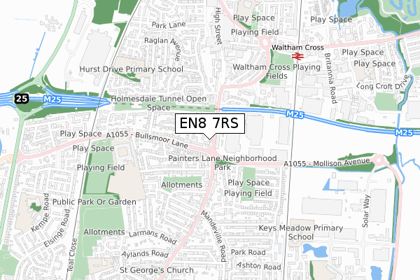 EN8 7RS map - small scale - OS Open Zoomstack (Ordnance Survey)