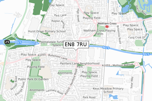 EN8 7RU map - small scale - OS Open Zoomstack (Ordnance Survey)