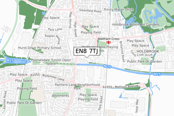 EN8 7TJ map - small scale - OS Open Zoomstack (Ordnance Survey)