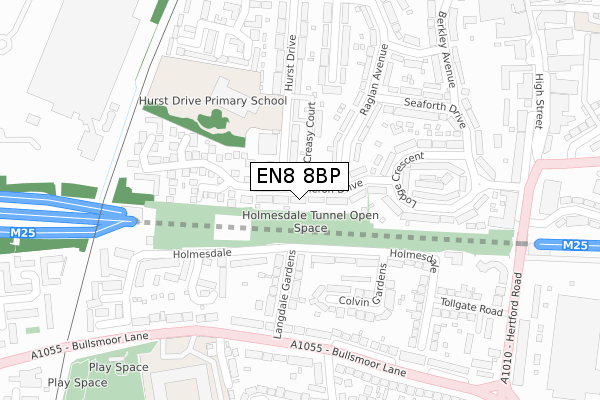 EN8 8BP map - large scale - OS Open Zoomstack (Ordnance Survey)