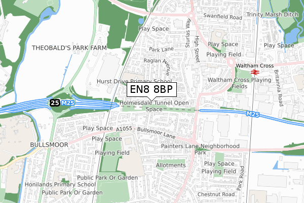EN8 8BP map - small scale - OS Open Zoomstack (Ordnance Survey)