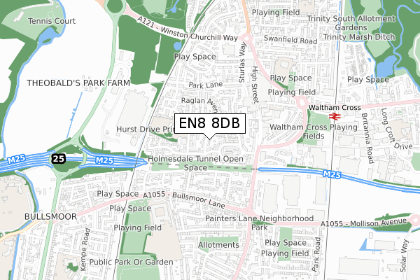 EN8 8DB map - small scale - OS Open Zoomstack (Ordnance Survey)