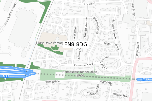 EN8 8DG map - large scale - OS Open Zoomstack (Ordnance Survey)