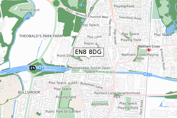 EN8 8DG map - small scale - OS Open Zoomstack (Ordnance Survey)