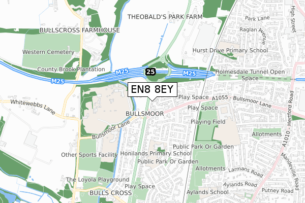 EN8 8EY map - small scale - OS Open Zoomstack (Ordnance Survey)