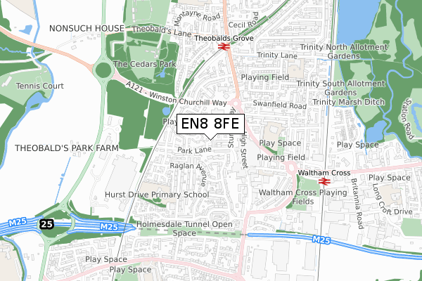 EN8 8FE map - small scale - OS Open Zoomstack (Ordnance Survey)