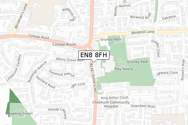 EN8 8FH map - large scale - OS Open Zoomstack (Ordnance Survey) EN8 8FH map - large scale - OS Open Zoomstack (Ordnance Survey)