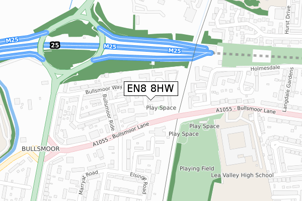 EN8 8HW map - large scale - OS Open Zoomstack (Ordnance Survey)
