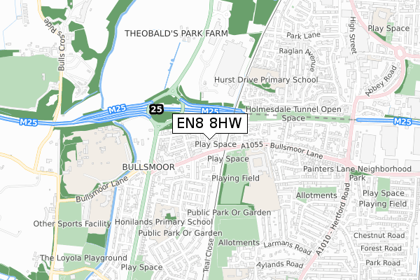 EN8 8HW map - small scale - OS Open Zoomstack (Ordnance Survey)