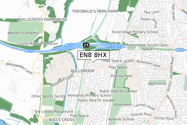 EN8 8HX map - small scale - OS Open Zoomstack (Ordnance Survey)