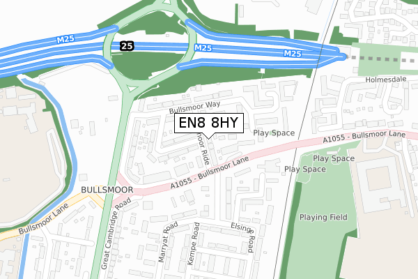 EN8 8HY map - large scale - OS Open Zoomstack (Ordnance Survey)