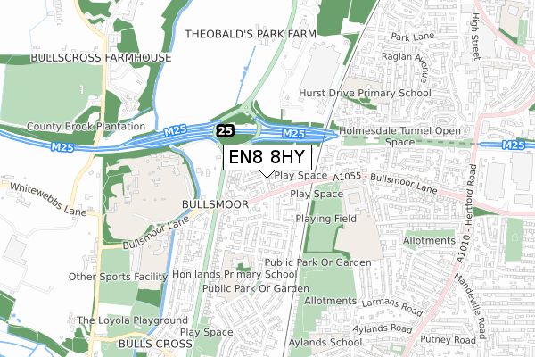 EN8 8HY map - small scale - OS Open Zoomstack (Ordnance Survey)