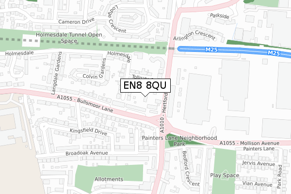 EN8 8QU map - large scale - OS Open Zoomstack (Ordnance Survey)