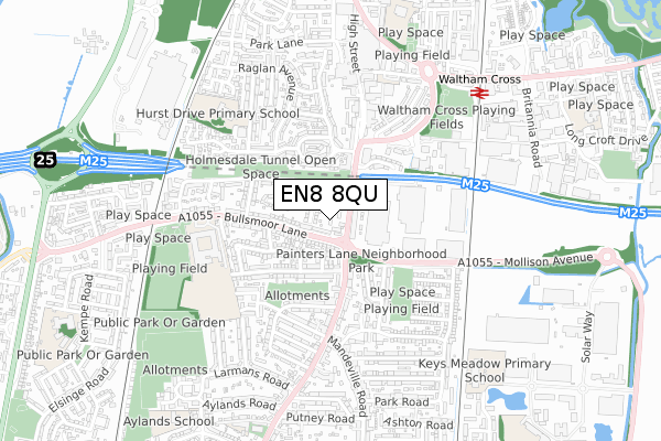 EN8 8QU map - small scale - OS Open Zoomstack (Ordnance Survey)