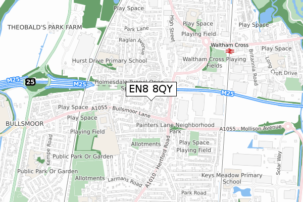 EN8 8QY map - small scale - OS Open Zoomstack (Ordnance Survey)