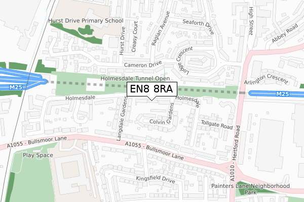 EN8 8RA map - large scale - OS Open Zoomstack (Ordnance Survey)