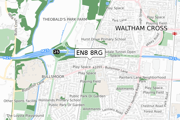 EN8 8RG map - small scale - OS Open Zoomstack (Ordnance Survey)