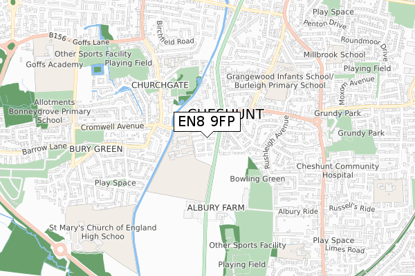 EN8 9FP map - small scale - OS Open Zoomstack (Ordnance Survey)