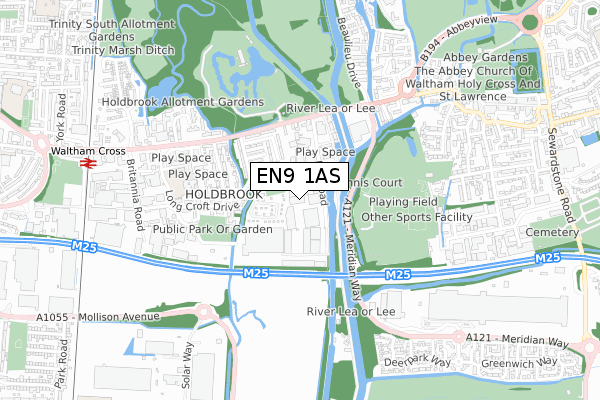 EN9 1AS map - small scale - OS Open Zoomstack (Ordnance Survey)