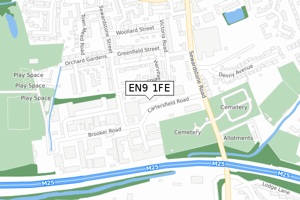 EN9 1FE map - large scale - OS Open Zoomstack (Ordnance Survey)