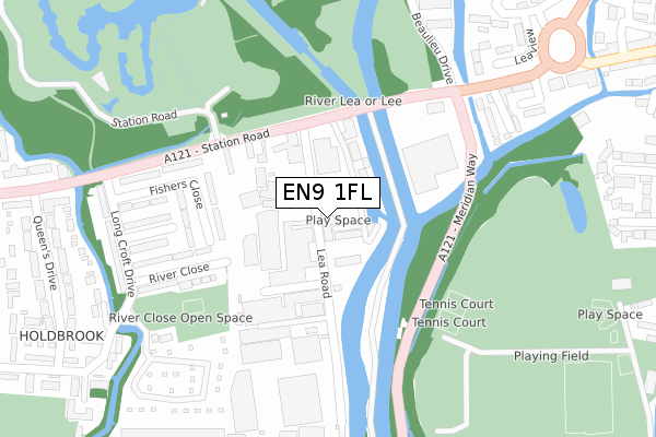 EN9 1FL map - large scale - OS Open Zoomstack (Ordnance Survey)