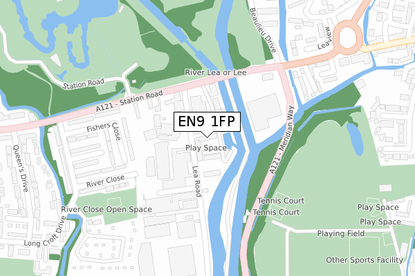 EN9 1FP map - large scale - OS Open Zoomstack (Ordnance Survey)