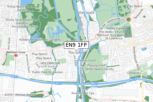 EN9 1FP map - small scale - OS Open Zoomstack (Ordnance Survey)
