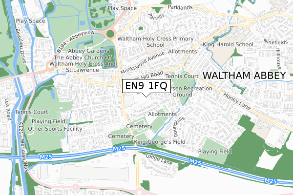 EN9 1FQ map - small scale - OS Open Zoomstack (Ordnance Survey)