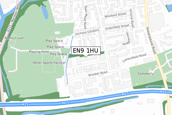 EN9 1HU map - large scale - OS Open Zoomstack (Ordnance Survey)