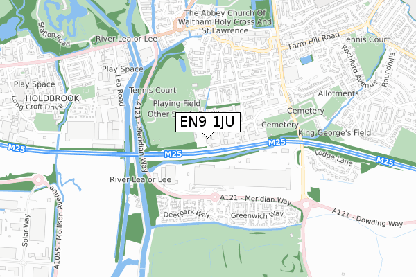 EN9 1JU map - small scale - OS Open Zoomstack (Ordnance Survey)