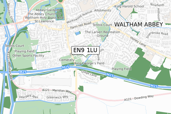 EN9 1LU map - small scale - OS Open Zoomstack (Ordnance Survey)