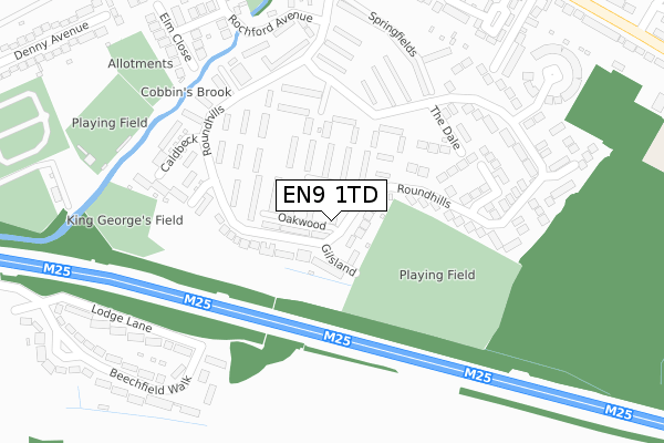 EN9 1TD map - large scale - OS Open Zoomstack (Ordnance Survey)