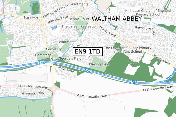 EN9 1TD map - small scale - OS Open Zoomstack (Ordnance Survey)