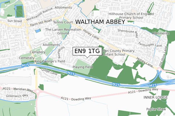 EN9 1TG map - small scale - OS Open Zoomstack (Ordnance Survey)