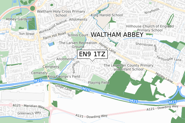 EN9 1TZ map - small scale - OS Open Zoomstack (Ordnance Survey)