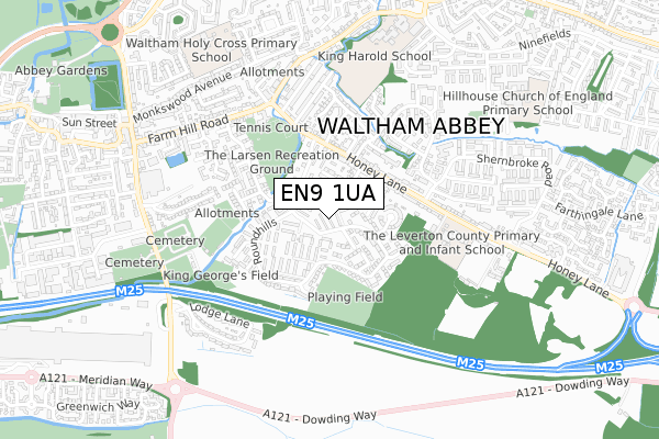 EN9 1UA map - small scale - OS Open Zoomstack (Ordnance Survey)