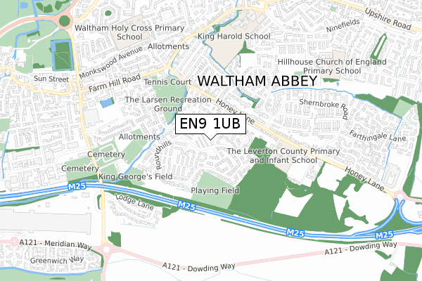 EN9 1UB map - small scale - OS Open Zoomstack (Ordnance Survey)