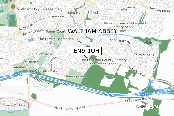 EN9 1UH map - small scale - OS Open Zoomstack (Ordnance Survey)