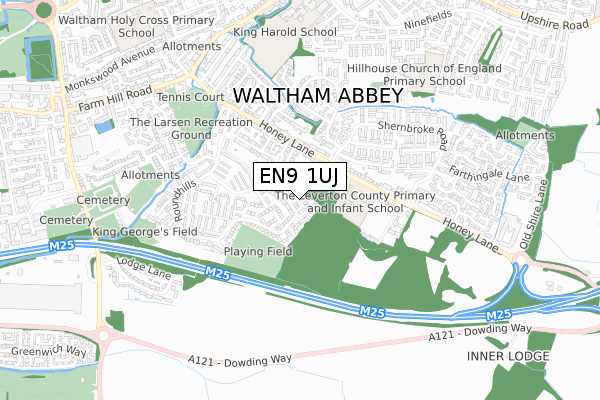 EN9 1UJ map - small scale - OS Open Zoomstack (Ordnance Survey)